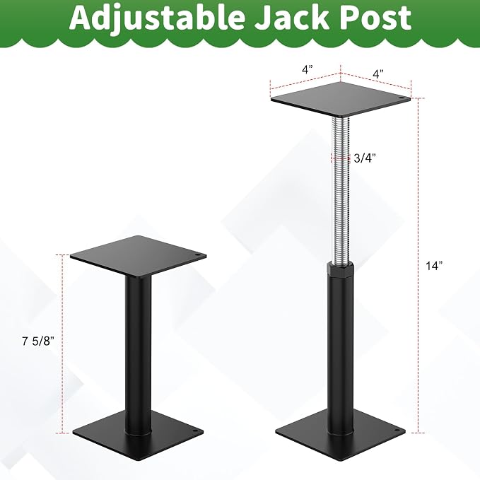 Adjustable RV Jack Post, 7-5/8" to 14" Metal Support Column（2 Pack） | Heavy - Image 2