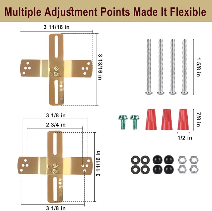 2Pack 4" Light Fixture Mounting Brackets, Adjustable Mounting Plates - Image 2