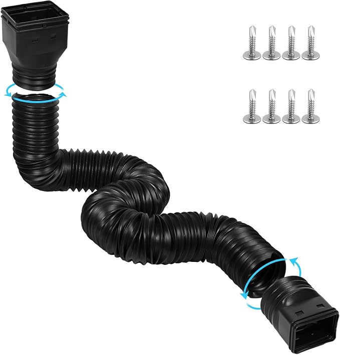 plusgutter 11.5ft Long Gutter Downspout Extensions Flexible, Down Spout Drain by plusgutter