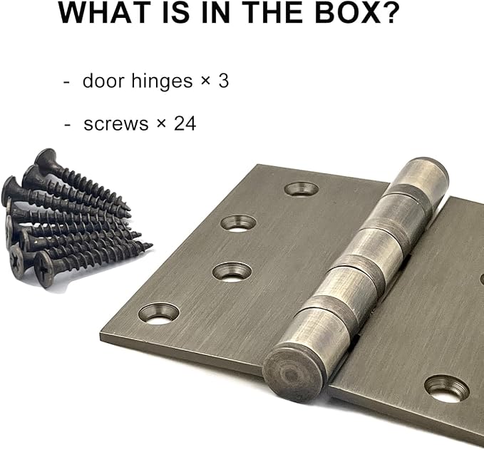 VOLUKA 3 Pack Stainless Steel 4'' Door Hinges - Image 3