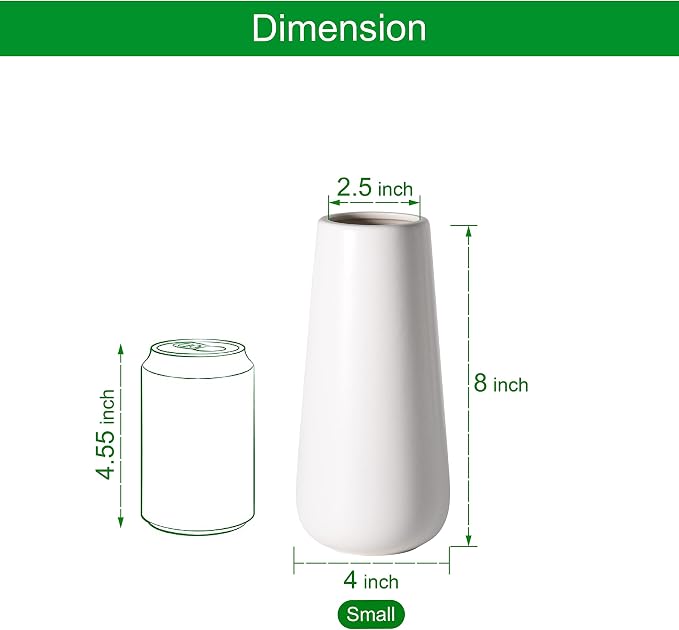 D'vine Dev 8 Inch Ceramic Flower Vase Matte Finishing, Minimalist Design - Image 4