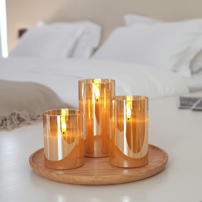 Amagic Gold Glass Flameless LED Candles Battery Operated - Image 6
