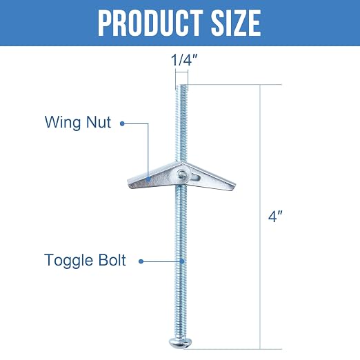1/4"x4" Toggle Bolts 1/4 inch Wall Anchors - Image 2