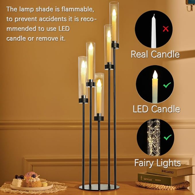 39.8''Matte Black Candle Holder - Image 4
