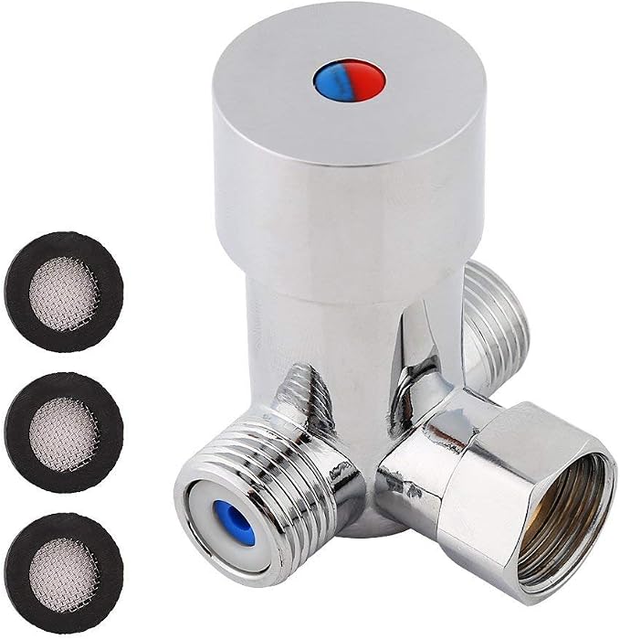 G1/2 Hot Cold Water Mixing Valve 3 Ways Solid Brass Thermostatic Mixer - Image 7
