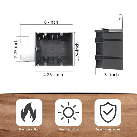 Adjustable 2-Gang 34 Cu. in. Grey Electrical Outlet Box ETL 12-Pack | - Image 2