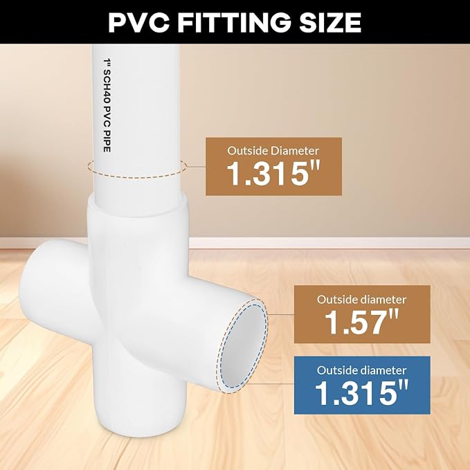 12 Pack 1" Cross PVC Fitting Connector, 4-Way Cross Furniture Grade Elbow - Image 2