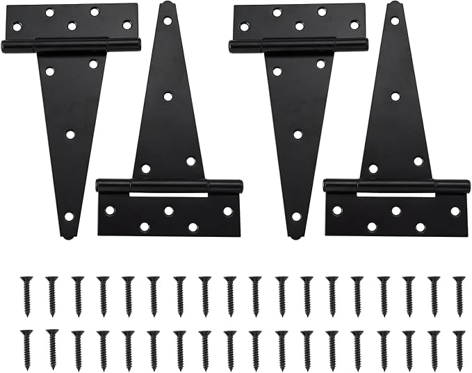 HOME MASTER HARDWARE 10" Heavy Duty Gate Hinges, 4 Pack T Strap Hinges | Steel - Image 9