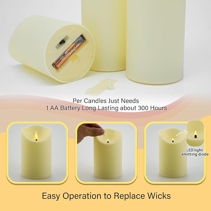 Nimiko Flameless Candles with Remote, Battery Operated Flickering Flameless - Image 2
