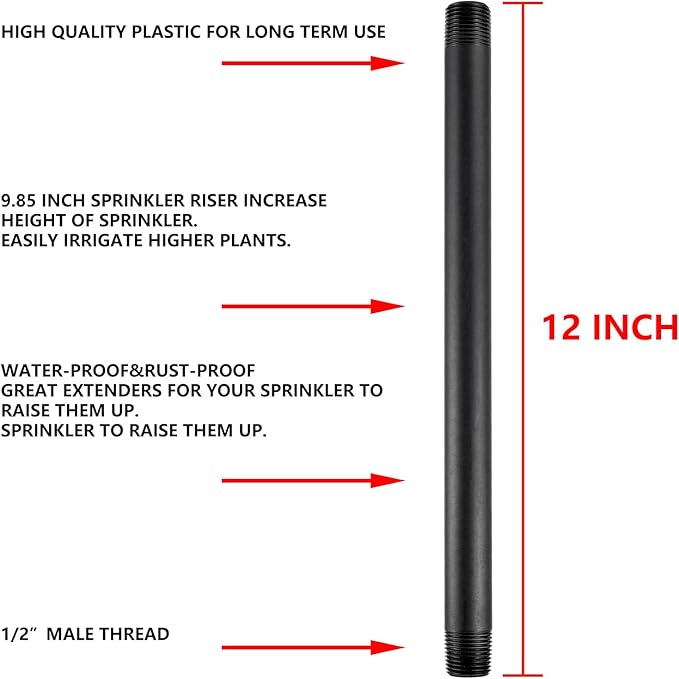 6 Pcs 1/2 Inch Double Male Threaded Head Pipe Riser | 12 Inches Multifunctional - Image 2