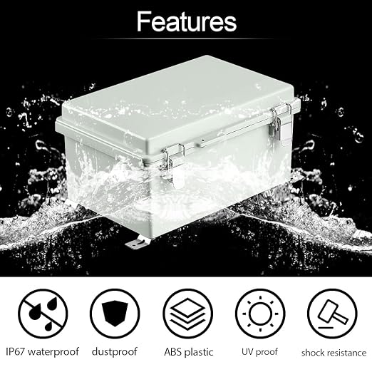 ABS Junction Box Hinged Cover Stainless Steel Latch IP67 Waterproof Plastic - Image 3