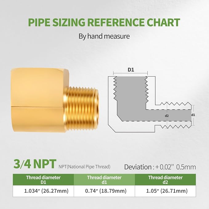 1 Pack Brass Pipe Fitting 90 Degree Elbow 3/4" NPT Male x 3/4" NPT Female | - Image 2