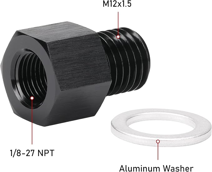 M12x1.5 Male Metric to 1/8 NPT Female Oil Pressure Sensor Adapter Fitting - Image 2
