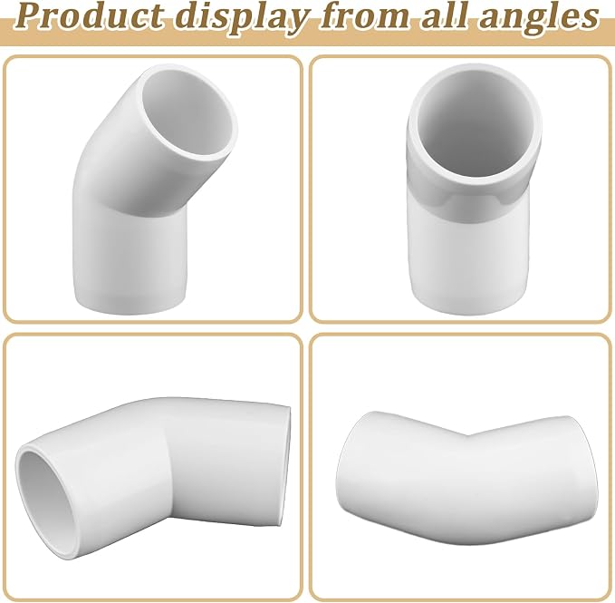 12-Pack 1" PVC Fittings 45 Degree Elbow, Furniture Grade 1 Inch PVC Pipe - Image 6