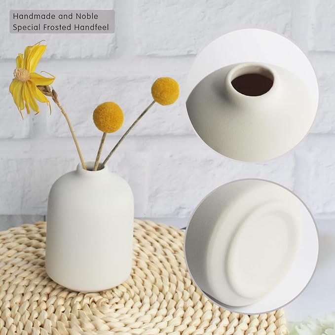 YANLING Small White Vase for Decor, 6 Pack Ceramic Vases for Pampas Grass | - Image 4