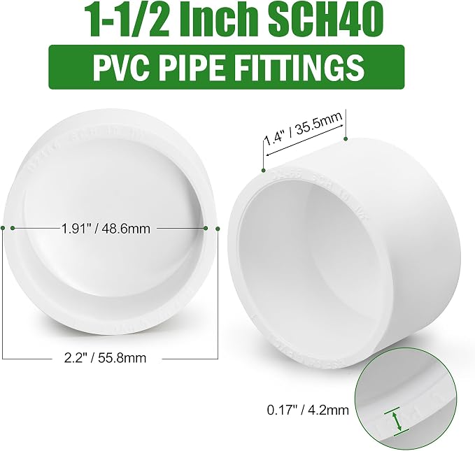SCH40 PVC Cap 1-1/2 Inch - Image 3