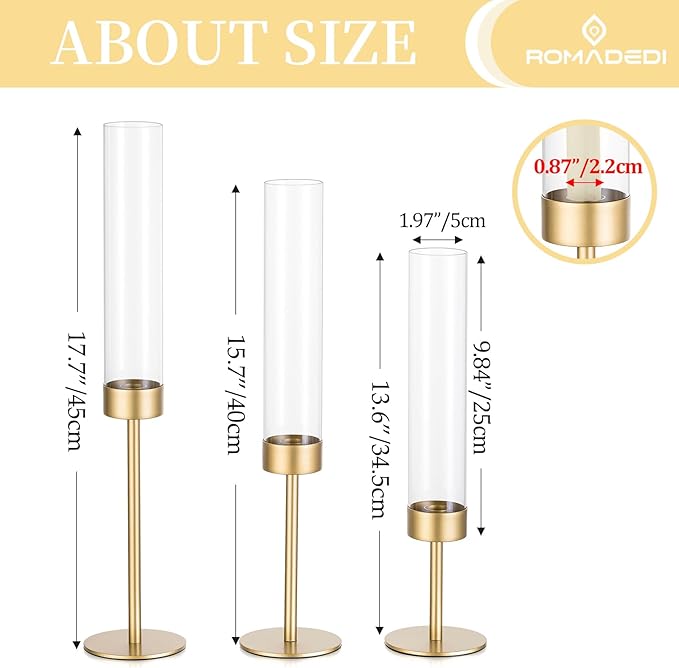 Romadedi Glass Hurricane Candle Holders - Image 5