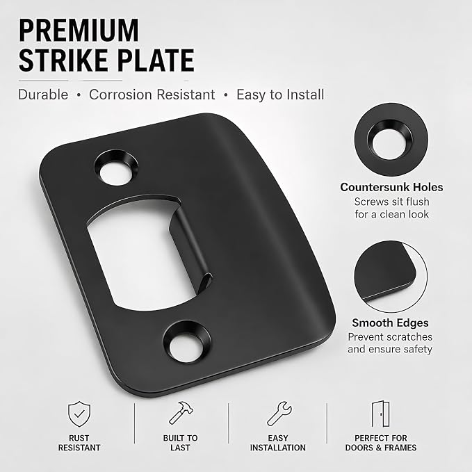 Door Strike Plate Univeral, 2-1/4 inch x 1-7/16 inch, Round Corner - Image 6