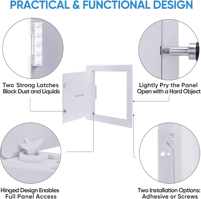 TICONN Access Panel for Drywall, 12 x 12 Inch ABS Plastic Wall Hole Cover - Image 3