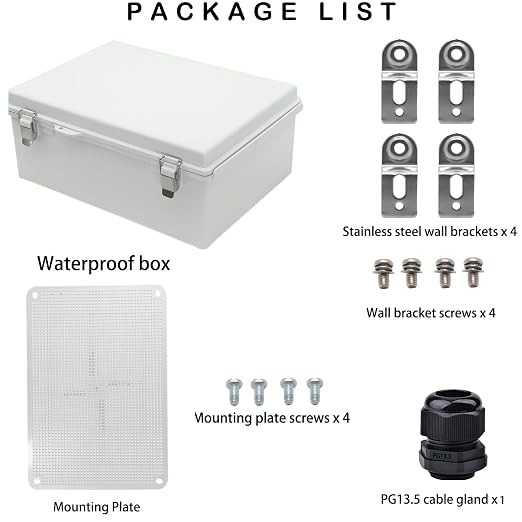 Waterproof Electrical Box, IP67 Junction Box Stainless Steel Latch Hinged Grey - Image 5