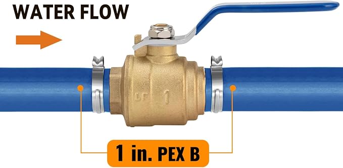2-PCS PEX Ball Valve 1", Full Port Shut Off Valve 1/4 Turn | Brass - Image 4