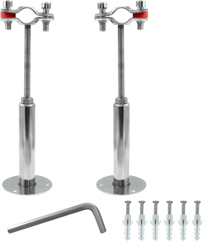 2 Pcs 1/2inch Adjustable Ceiling Pipe Support Stainless Steel Bracket | OD Pipe by LifCratms