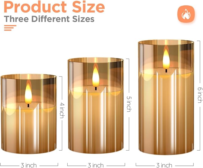 Tyawon Glass Battery Operated LED Flameless Candles - Image 5