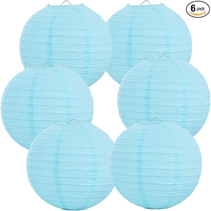 BEISHIDA 10 Inch Blue Paper Lanterns 6 Packs Hanging Round Chinese Lantern | by Beishida