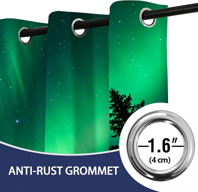 Forest Aurora Curtains, Coniferous Forest Silhouette Blackout Curtains 96 - Image 7