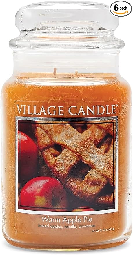 Village Candle Warm Apple Pie Large Glass Apothecary Jar Scented Candle by VillageCandle