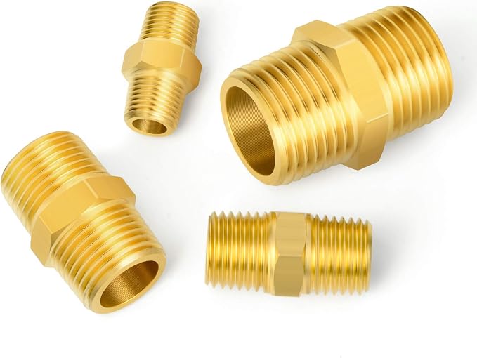 GASHER 8PCS Brass Pipe Fitting Hex Nipple Kit 1/8 inch 1/4 inch 3/8 inch 1/2 - Image 6