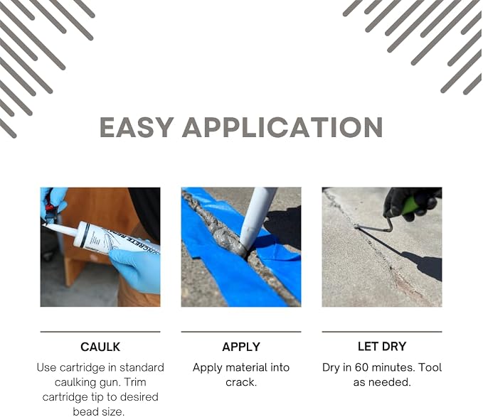 Concrete Repair Tube, 10 Ounces, Crack Filler | Cement & Concrete Crack Repair - Image 3