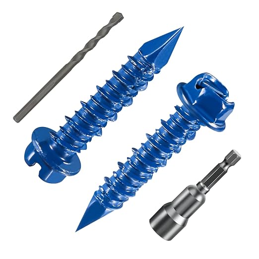 Wensilon 3/16" * 1-1/4" Slotted Hex Concrete Screws Anchor Blue Hexagon Head by Wensilon