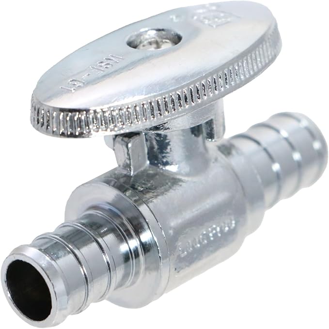 1 Pack XFITTING 1/2" Pex Mini Straight Ball Valve, Barb Crimp, Full Port by XFITTING