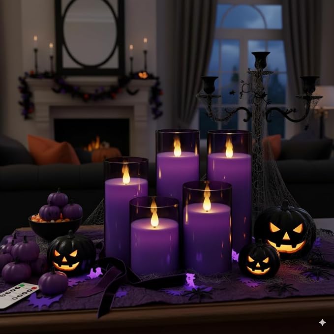Homemory Purple Flickering Flameless Candles, Battery Operated Acrylic LED - Image 3