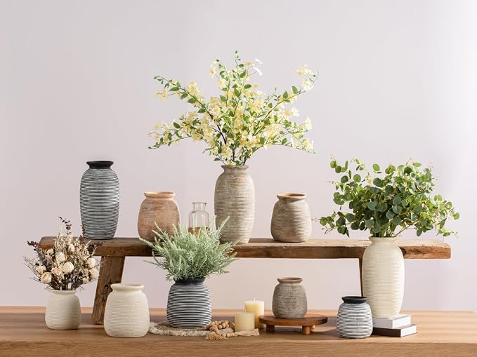Ceramic Rustic Vase, Large Flower Farmhouse Vases Home Decor, 12.5" Tall - Image 8