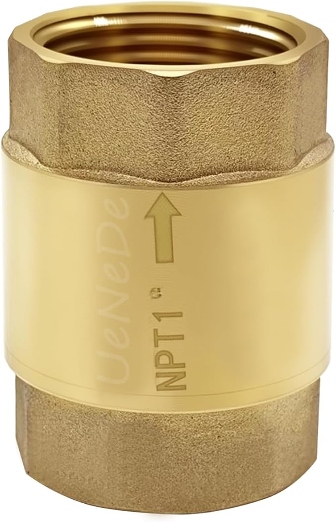 Uenede Brass 1 Inch NPT In-line Spring Check Valve by Uenede