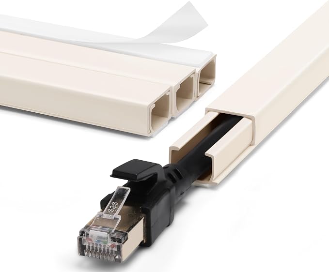 ZhiYo 68" Cord Hider for 1 Cable, Small Beige Wire Covers, 0.6" W x 0.4" H | by ZhiYo