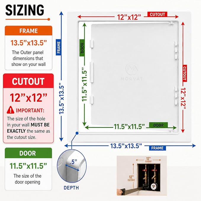 Morvat Access Panel 12x12 Inch for Drywall & Ceiling - Image 2