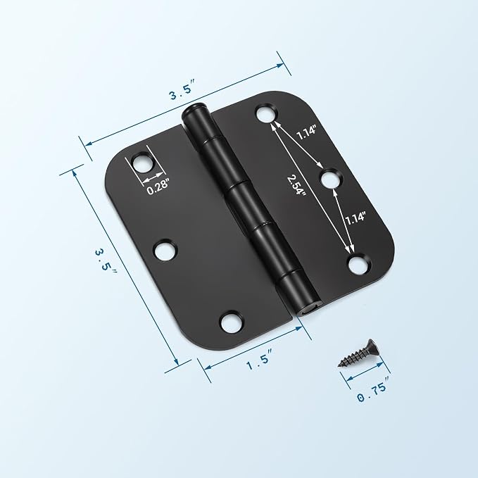 KNOBWELL Matte Black Door Hinges, 3.5" x 3.5" Interior Door Hinges, 10 Pack | - Image 5