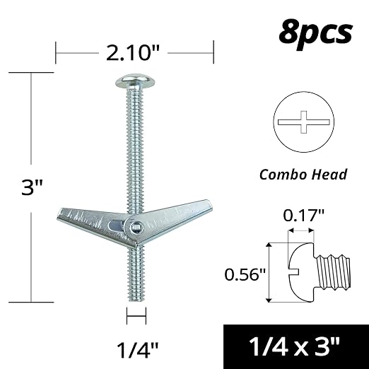HASWARE Toggle Bolt Zinc Plated Steel and Wing Nut - Image 2