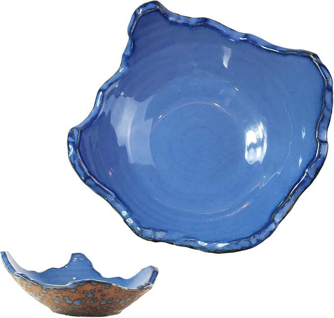 8" Small Ceramic Decorative Bowl，Irregular Rim Reactive Glaze Key Bowls by WBXZIXN