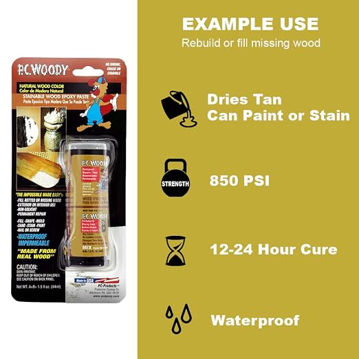 PC Products PC-Woody Wood Repair Epoxy Paste, Two-Part 24 oz in Two Cans - Image 2
