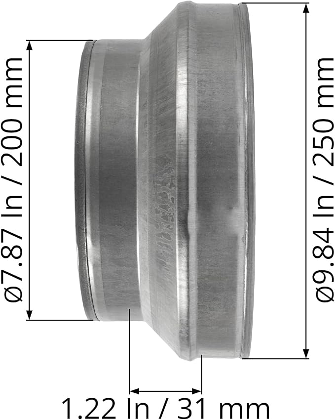 10" to 8" Inch Galvanized Steel Round Duct Reducer - Image 6