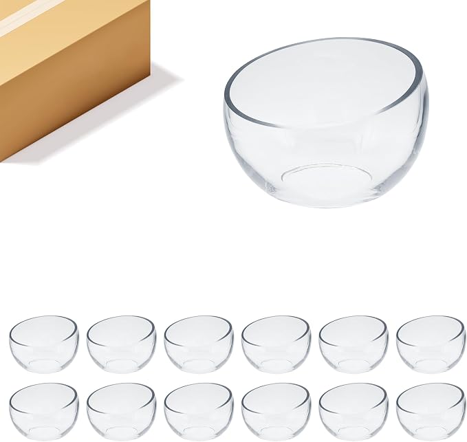 WGVI Slant Cut Bowl Glass Vase, Width 6.7", Height 5", Candy Dish, Fruit Jar by WGVInternational-OpusGlassware