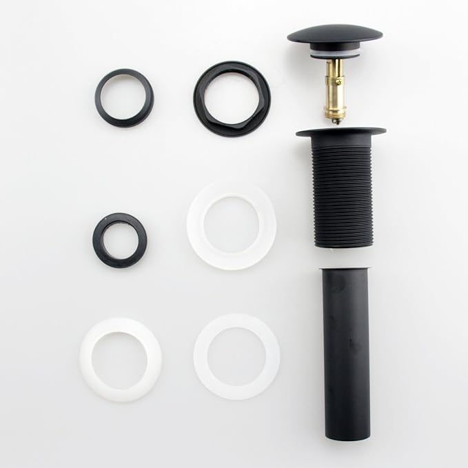 Bathroom Sink Pop Up Drain Without Overflow, Large Cap, Matte Black - Image 3