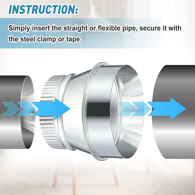 1 Pcs 6 Inch to 5 Inch Duct Reducer Increaser | Galvanized Steel Air Duct - Image 5