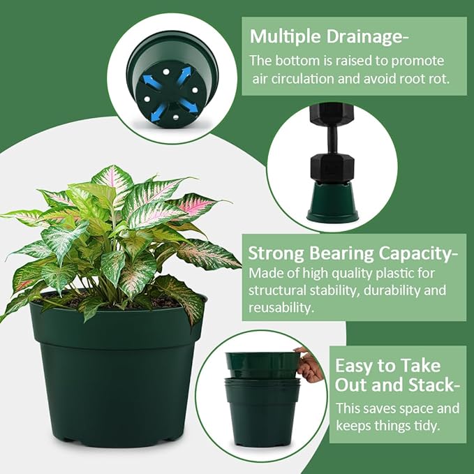 RooTrimmer 15 Pack 4/6/8 Inch Plant Nursery Pots, Sturdy Plant Pots - Image 3