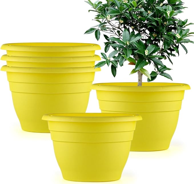RooTrimmer 10 Inch Plant Pots Set of 5, Lightweight Plastic Planters by RooTrimmer
