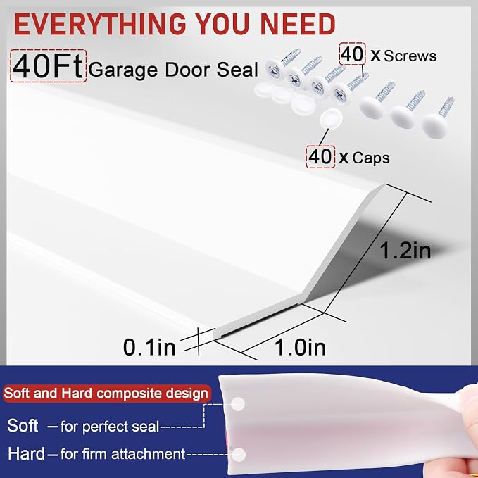 Garage Door Seal Top and Sides - 40 Ft Garage Door Weather Stripping Side Seal - Image 5